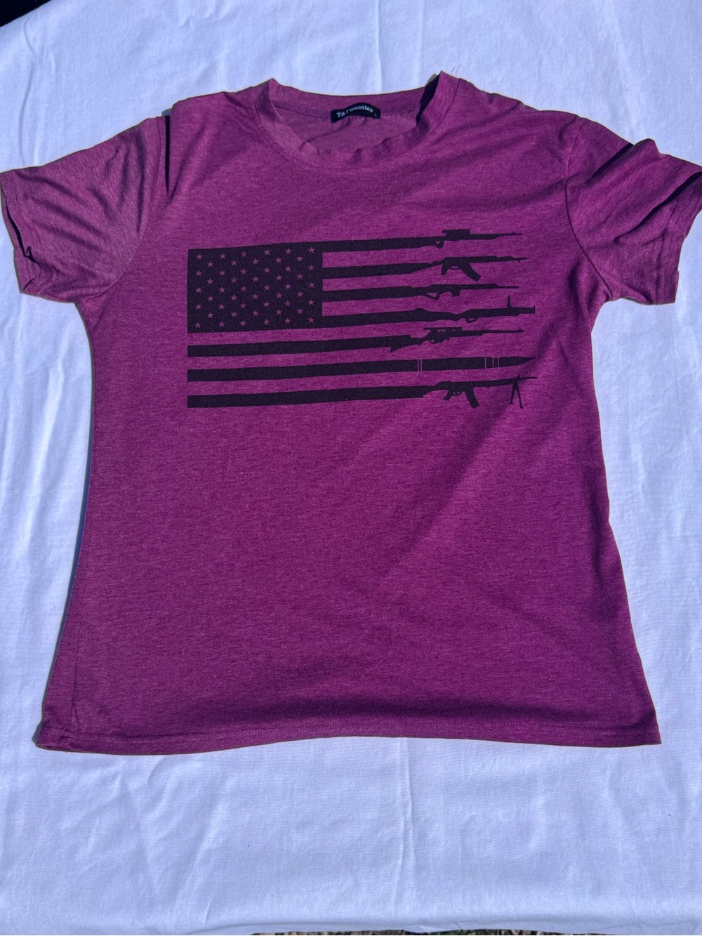 Short-Sleeve Graphic Tee - Maroon with Black Flag Print
